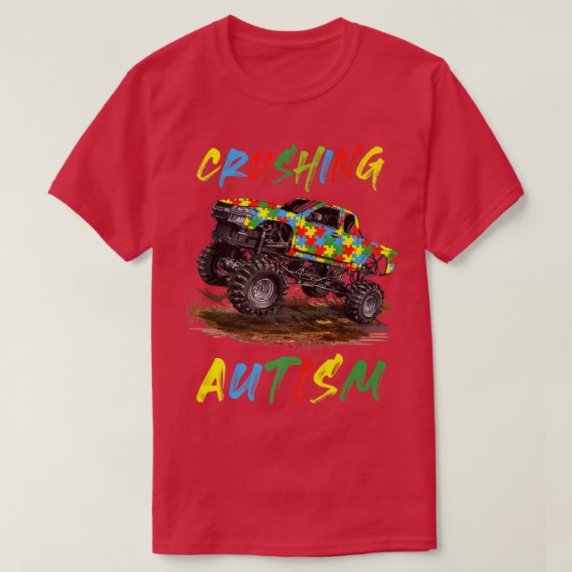 Autism Mega Lastbil Crushing Autism Back to school T Shirt (Design framsida)