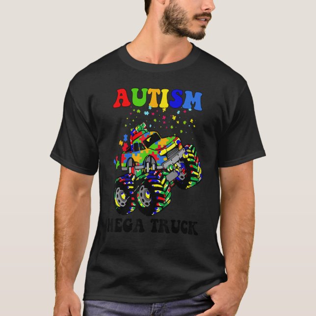 Autism Mega Lastbil Puzzle Färg Autism Awareness_1 T Shirt (Framsida)