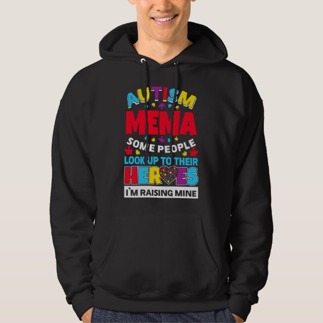 Autism Mema Folk kollar upp sina hjältar Stigning  Hoodie (Framsida)