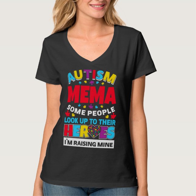 Autism Mema Folk kollar upp sina hjältar Stigning  T Shirt (Framsida)