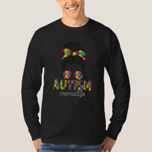 Autism Mema Messy Bun Puzzle Sunglasses Bandana Mo T Shirt