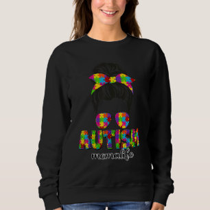 Autism Mema Messy Bun Puzzle Sunglasses Bandana Mo T Shirt