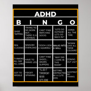 Autism Mental hälsa medvetenhet dag Adhd Bingo Rol Poster