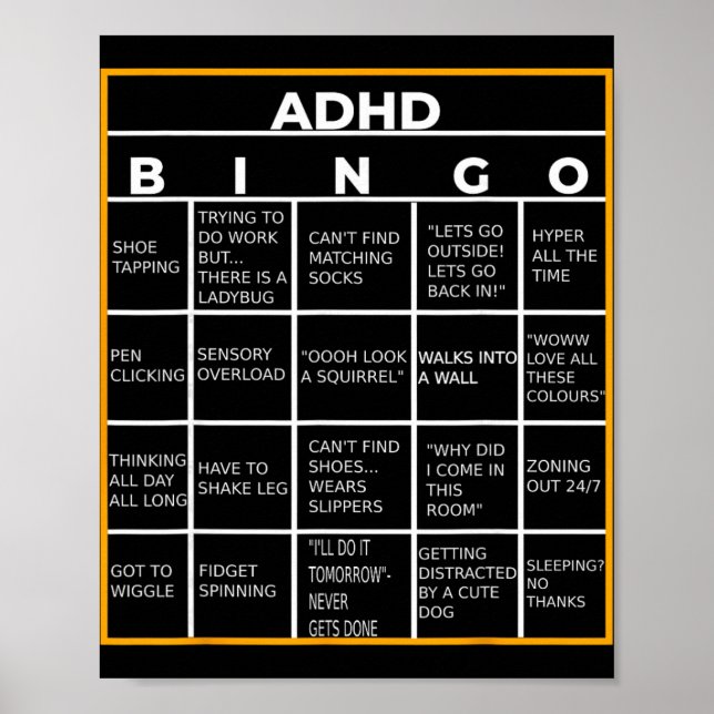 Autism Mental hälsa medvetenhet dag Adhd Bingo Rol Poster (Framsidan)
