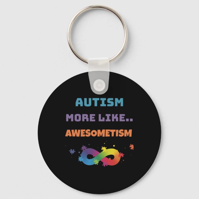 Autism mer som awesometism Färgstark Nyckelring (Framsida)