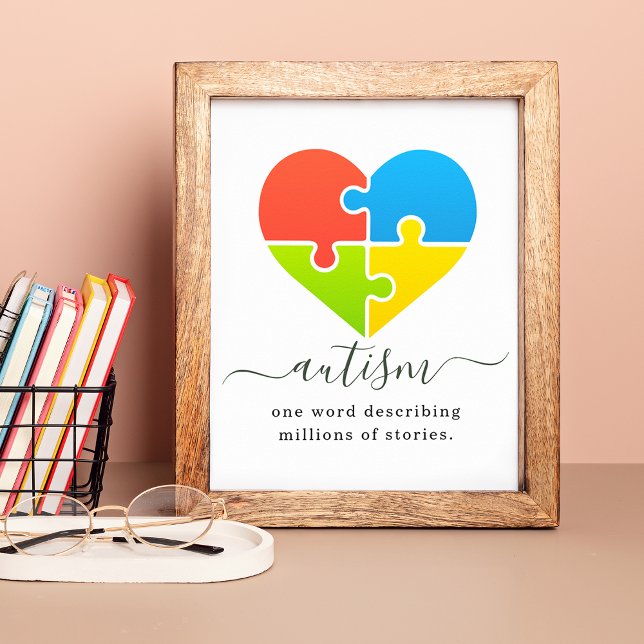 Autism Miljontals Hjärtepussel Poster (Autism Millions of Stories Heart Puzzle Poster)