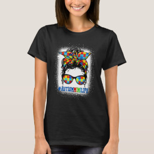 Autism Mimi Life Messy Bun Autism Awareness Suppor T Shirt