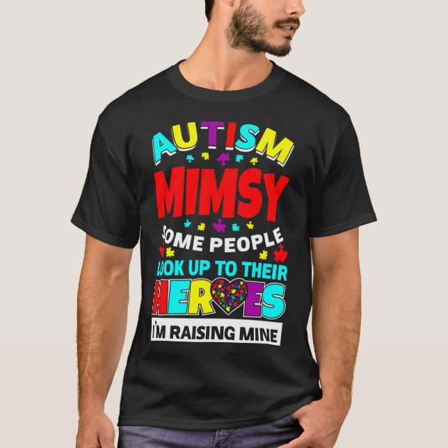 Autism Mimsy Folk tittar upp sina hjältar Stigning T Shirt (Framsida)