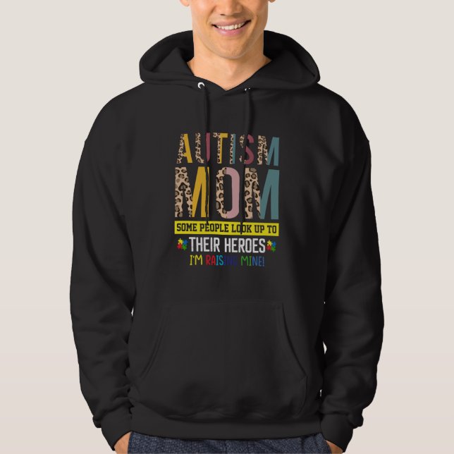 Autism Mom Life Awareness Leopard  Motheru2019s Da Hoodie (Framsida)