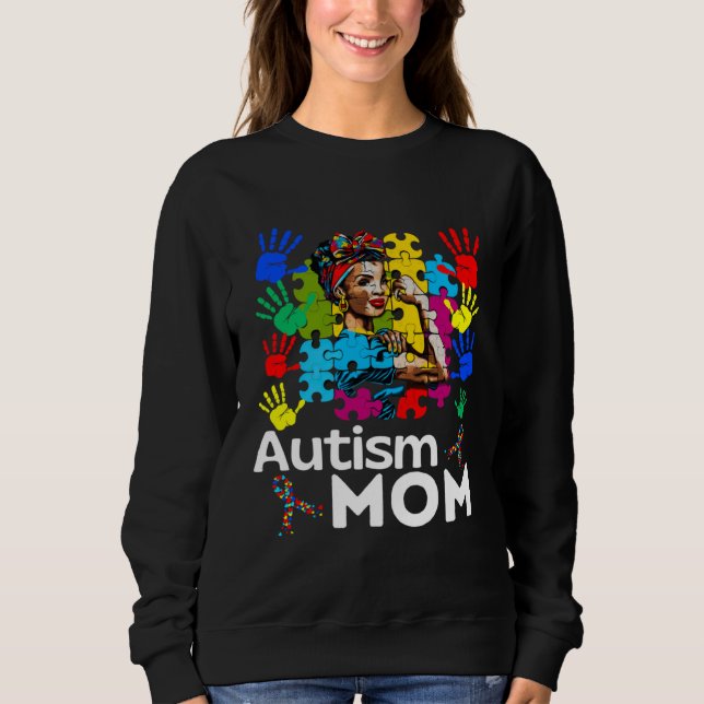 Autism Mom Navigating Autism Afro Mother Black Wom T Shirt (Framsida)