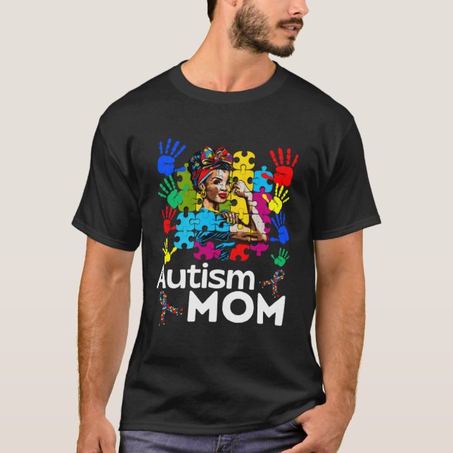 Autism Mom Navigating Autism Afro Mother Black Wom T Shirt (Framsida)