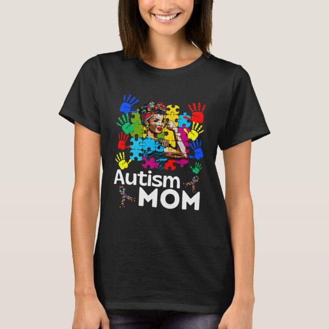 Autism Mom Navigating Autism Afro Mother Black Wom T Shirt (Framsida)