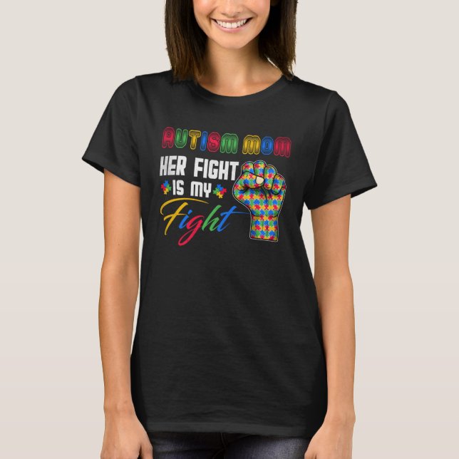 Autism Mom Puzzle Fist Autism Awareness Family Mat T Shirt (Framsida)