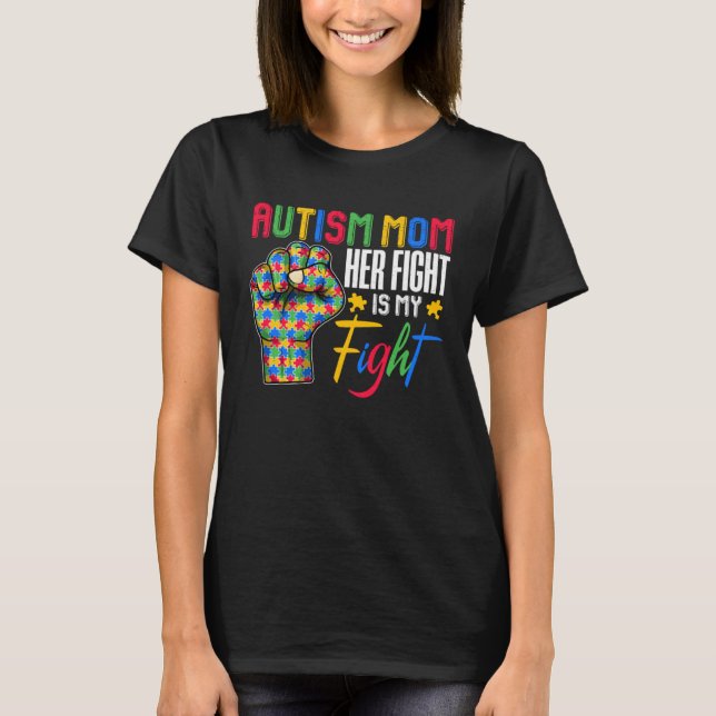 Autism Mom Puzzle Fist Autism Awareness Family Mat T Shirt (Framsida)