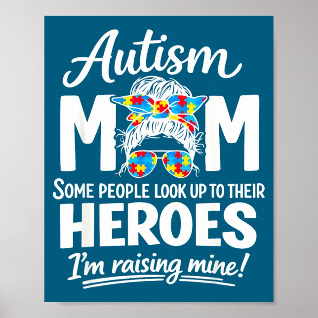 Autism mom raising hero puzzle awareness pride poster (Framsidan)