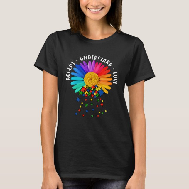 Autism Mom Support Floral Autism Awareness Daisy F T Shirt (Framsida)
