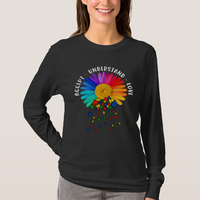 Autism Mom Support Floral Autism Awareness Daisy F T Shirt (Framsida)