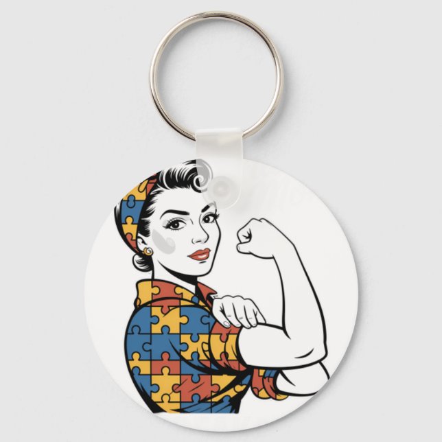 Autism Mom Unbreakable Autism Awarenes Nyckelring (Framsida)