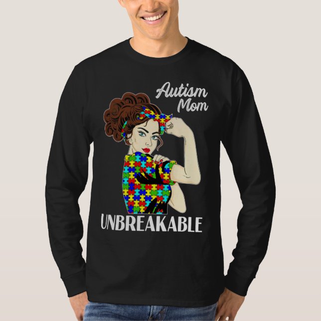 Autism Mom Unbreakable Puzzle Piece Autism Awarene T Shirt (Framsida)