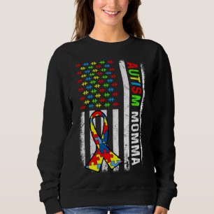 Autism Momma American Flagga Autism Awareness Fami T Shirt