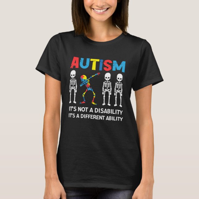 Autism Month It s A Different Ability  Dabbing Ske T Shirt (Framsida)