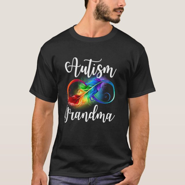 Autism Mormor Neurodiversitet Regnbåge Oändlighet  T Shirt (Framsida)