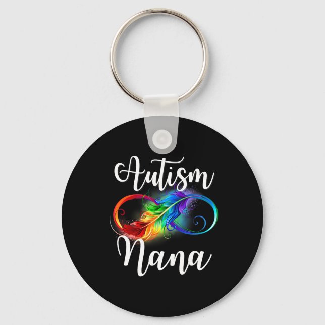 Autism Mormor Neurodiversitet Regnbåge Oändlighets Nyckelring (Framsida)