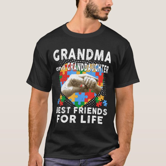 Autism-Mormor Och Barnbarn Bästa Vänner För Livet  T Shirt (Framsida)