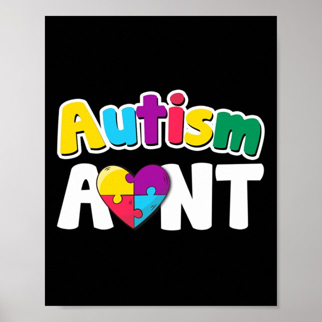 Autism Moster Awareness Puzzle Delarare Färg Gift Poster (Framsidan)