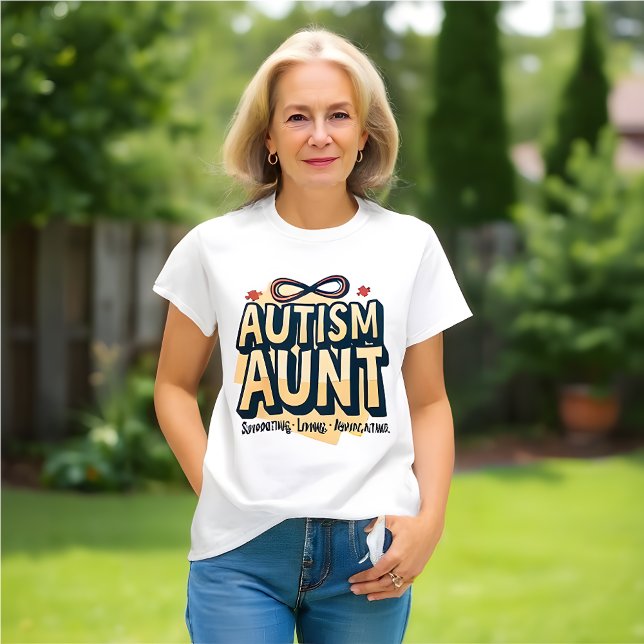 Autism Moster: Stöd, övertalning, förespråkande T Shirt (Autism Awareness T-Shirt - Aunt )