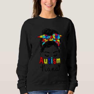 Autism Nana Messy Bun Sunglasses Bandana be om hjä T Shirt
