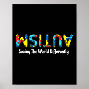 Autism när man ser världen annorlunda upp och ned poster