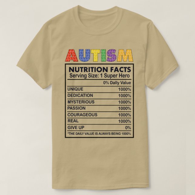 Autism Näringsfaktorer T Shirt (Design framsida)