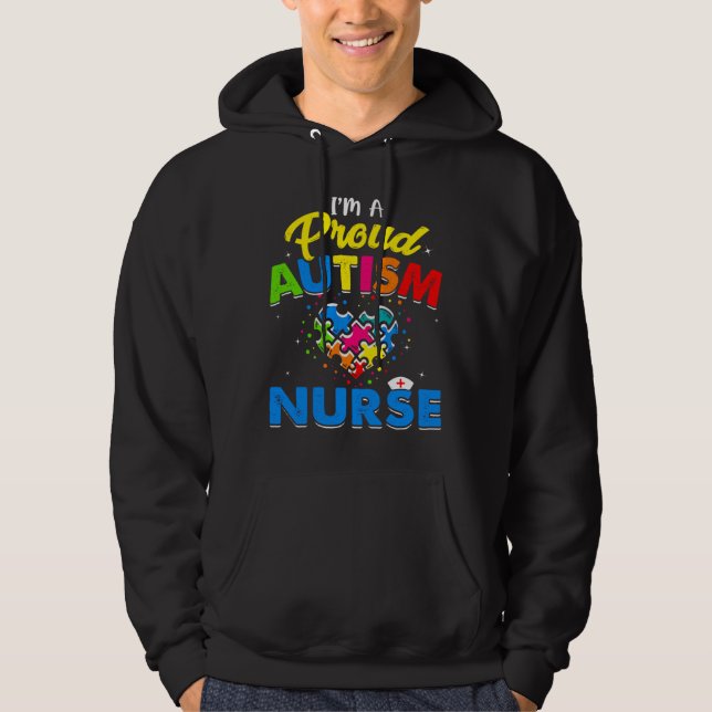 Autism Nurse Autism Awareness Accepterar support K Hoodie (Framsida)