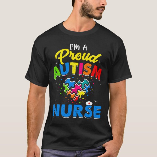Autism Nurse Autism Awareness Accepterar support K T Shirt (Framsida)
