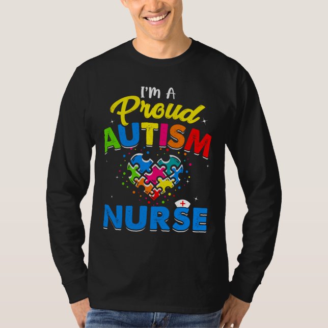 Autism Nurse Autism Awareness Accepterar support K T Shirt (Framsida)