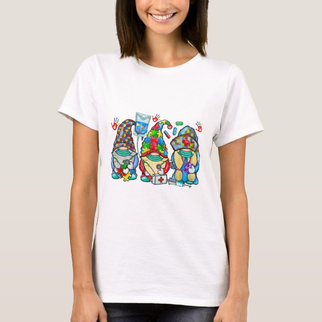 Autism Nurse Gnome T Shirt (Framsida)