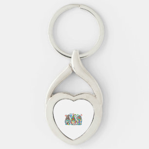 Autism Nurse Gnome Twisted Heart Silverfärgad Nyckelring