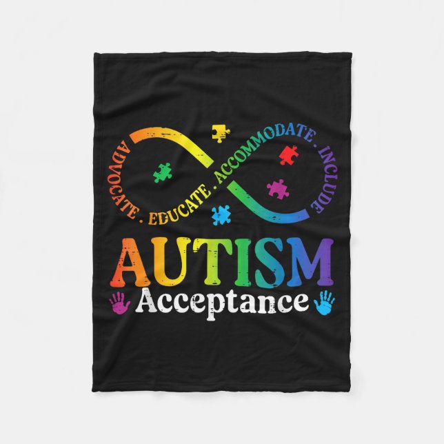 Autism oändlighetstecken asd medvetenhet acceptans fleecefilt (Framsidan)