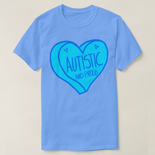 Autism och proud Blue Heart Autism T Shirt (Design framsida)