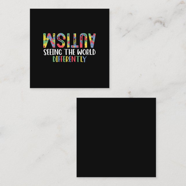 Autism: Olika Autism Awarene i världen Fyrkantigt Visitkort (Fram/baksida)