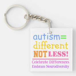 Autism=Olika, minst autism, akrylisk nyckelkedja