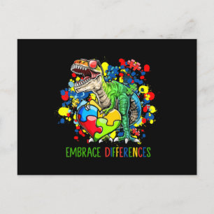 Autism Omfamna Skillnader Dinosaurie T-Rex Barn Kl Vykort