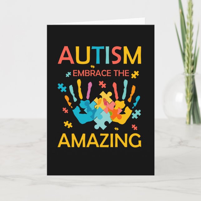 Autism omfamnar fantastisk kort (Framsida)