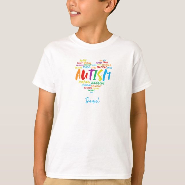 AUTISM ORD HJÄRTA Autism Acceptans T Shirt (Framsida)