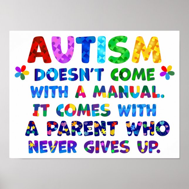 AUTISM överordnad Ge aldrig upp Poster (Framsidan)