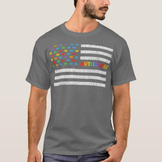 Autism Pappa American Flagga Autistic Kids Awarene T Shirt