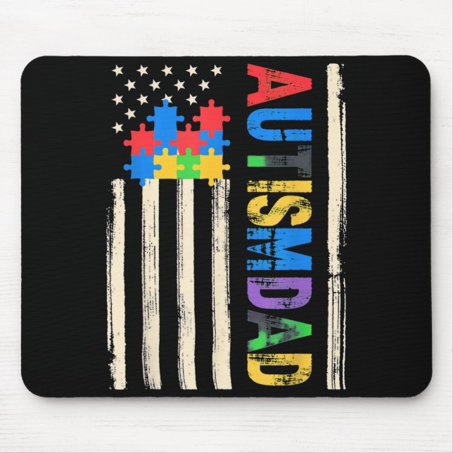 Autism Pappa Autism Medvetenhet Pusselbitar USA Fl Musmatta (Framsidan)