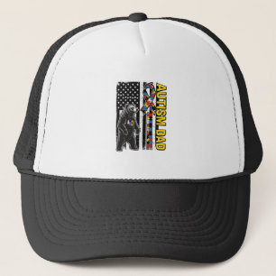 Autism Pappa Björn Flagga Medvetenhet T-Shirt Desi Keps
