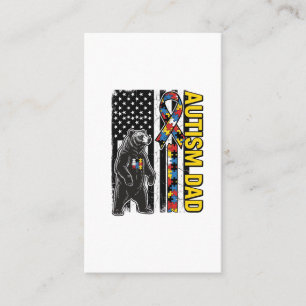 Autism Pappa Björn Flagga Medvetenhet T-Shirt Desi Visitkort
